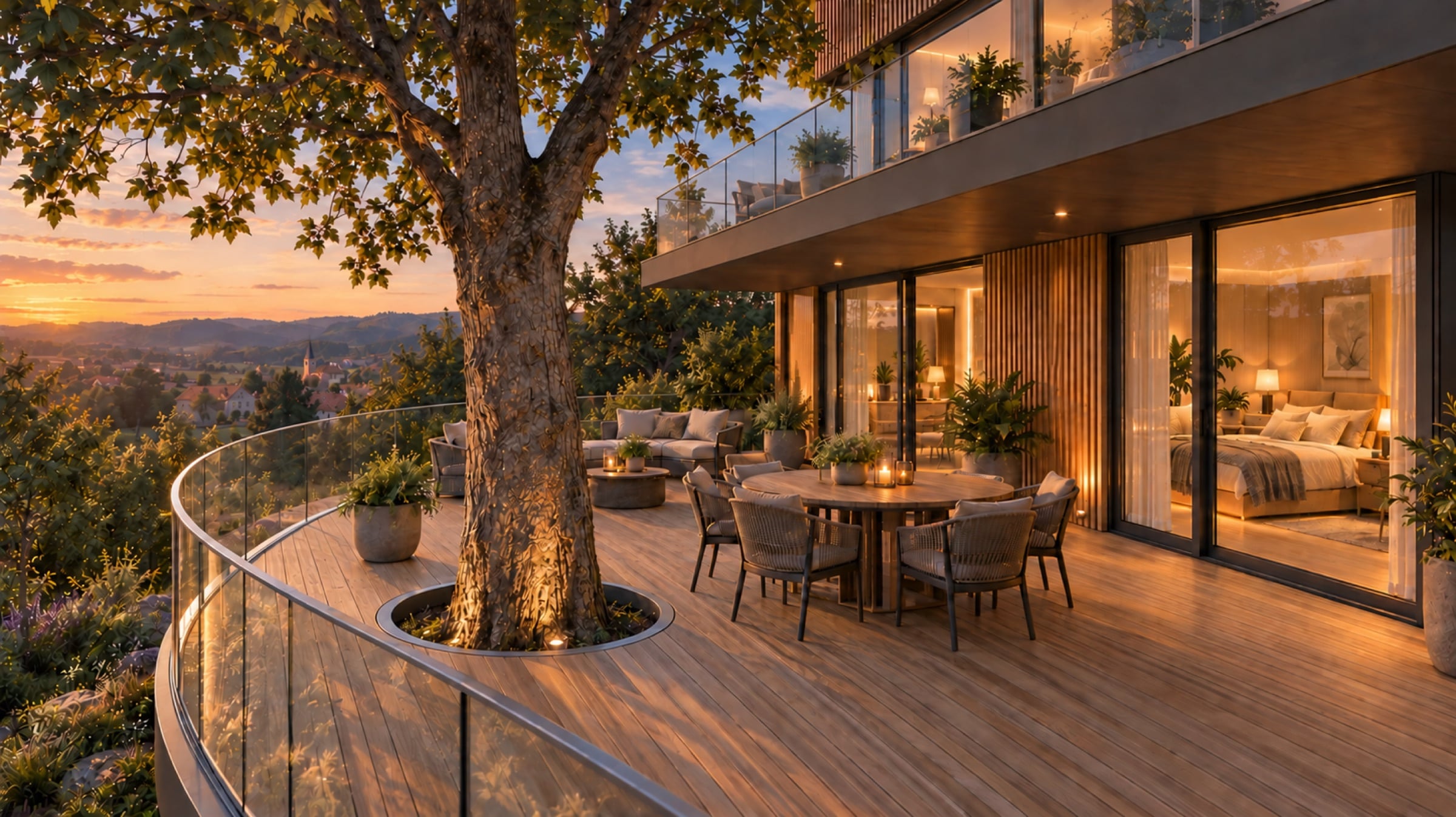 Terrace — The deck around the oak